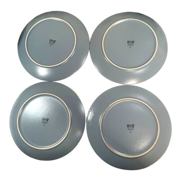Set of 4 Ikea Sweden Matte Finish Blue Gray 10” Dinner Large Plate Lot - Picture 3 of 5